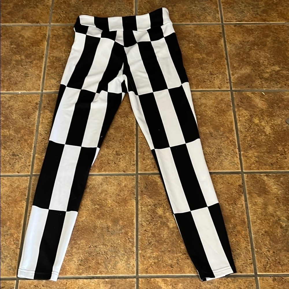 2B bebe Black and White Checkerboard Leggings High Rise Size S - Picture 4 of 4